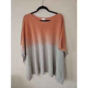 J Jill Pure Jill Sweater Poncho One Size P Orange Clay Gray Ombre Boho Lagenlook